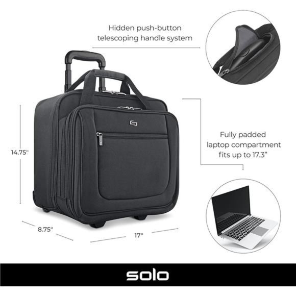 Rolling Laptop Bag with Wheels,Fits Upto 17.3Inch Laptop,Travel Friendly Wheeled - Picture 5 of 7